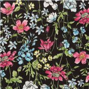 Tumbling Painted Detailed Florals Red Blue Remnant
