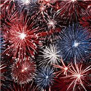 Tissu feux d'artifice bleus, rouges, blancs f&ecirc;te &Eacute;tats-Unis