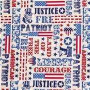 tessuto USA patriottico scritte rosse bianche blu