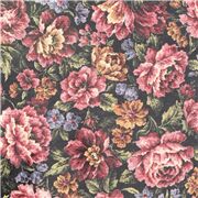 Tissu Oxford lamin&eacute; style tapisserie avec des fleurs vintage et des roses roses