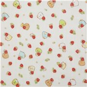 Tela blanca de gasa Kokka mini fresas Sumikko Gurashi Jap&oacute;n