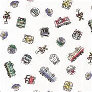 Scattered Colourful Illustrated Retro Trains Signs