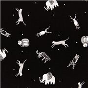 tessuto nero USA animali bianchi stile rustico illustrato