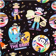 Tissu en coton noir Julius le Singe musicien Paul Frank