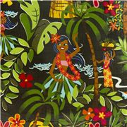 Tessuto laminato nero ragazze hula Hawaii