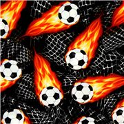 Black Sports Footballs Flames