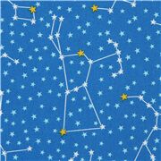 Tissu bleu avec l'espace, des constellations, des &eacute;toiles