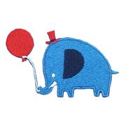 Blauer Elefant roter Hut Ballon B&uuml;gelbild Transferblatt 1 St&uuml;ck