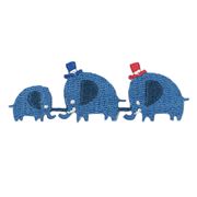 toppa iron-on elefante blu cappello rosso 1 pezzo