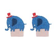 blue elephant with red hat iron-on tag transfer sheet 2 piece