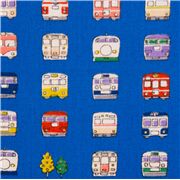 Japanese Cute Retro Vehicles Trains in Grid
