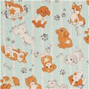 Cute Puppy Dogs Paws and Stripes Poodle Shiba