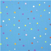 tessuto blu pois multicolori forme irregolari cotone