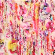 Tissu japonais avec des pelotes de laine multicolores et duveteuses