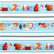 Autumnal Animal Illustrations Woodland Stripe