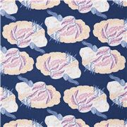 tessuto blu scuro cotone cervelli foglie