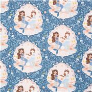 Tissu bleu fonc&eacute; avec des sir&egrave;nes et des d&eacute;cors oc&eacute;aniques