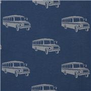 Blue Tossed Repeating Grey Buses Jacquard Stretch