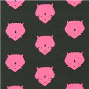 Dark Green Pink Triceratop Dinosaur Head Fabric by Japanese Indie