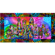 Hundegruppe Buntes Psychedelisches Panel