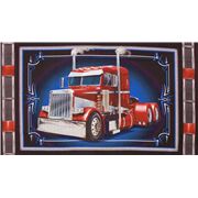 tessuto camion rosso brillante cotone USA pannelli grandi