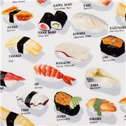 Simpatico tessuto bianco con sushi, di  Robert Kaufman Ritagli