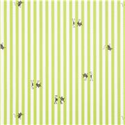 Tela oxford verde y blanca rayas de Jap&oacute;n con peque&ntilde;os gatos negros Retazo