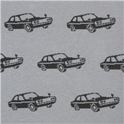 Grey Tossed Repeating Black Cars Jacquard Stretch