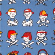 Tissu bleu t&ecirc;te de mort os crois&eacute;s casquettes skate baseball