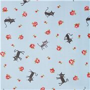 tessuto celeste gatti animali rose CocoLand laminato dal Giappone