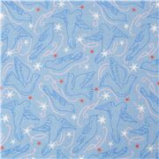 Tissu bleu clair avec des colombes qui volent