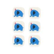 Hellcremefarbenes Quadrat blauer Elefant B&uuml;gelbild Flicken 6 St&uuml;ck