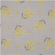 tessuto giapponese grigio chiaro fiori gialli cotone strutturato Ritagli