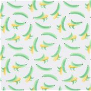 tessuto bianco banane gialle verdi frutta
