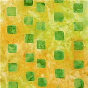 Batik Tie Dye Inky Green Squares Yellow Orange