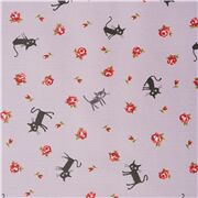 tessuto viola chiaro gatti animali rose CocoLand laminato dal Giappone