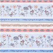 rosa und blaue gestreifte Baumwollblumen-Schmetterlingsphrasenmuster