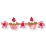 pink flower cupcake iron-on transfer sheet 1 piece