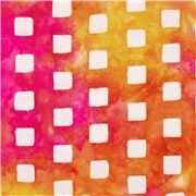 Batik Tie Dye Inky White Squares Red Yellow Orange