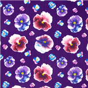Purple Floral Pansies Grid Pattern