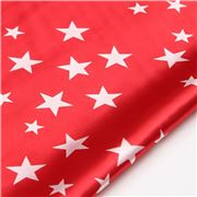 Red White Stars Polyester Satin