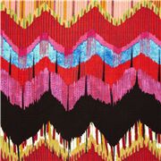 Tissu en coton noir serape frang&eacute; rose bleu bandes color&eacute;es foulard Meixcain