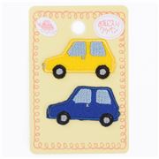 small yellow blue car iron-on transfer sheet 2 piece