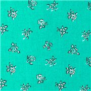 tessuto verdeazzurro bouquet bianchi contornati rotolanti
