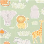 Tissu Oxford lourd vert clair avec des tigres et des lions