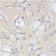 Beige Toile De Jouy Illustration Flowers Stretch