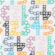 white Art Gallery Fabrics number pattern Remnant