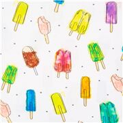 wei&szlig;er Dessertstoff mit buntem Eis am Stiel von QT Fabrics