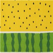 Tissu double gaze avec des motifs de past&egrave;que verts et jaunes