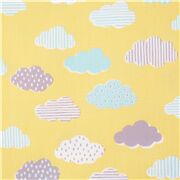 Yellow Kawaii Retro Stripey Clouds Raindrops